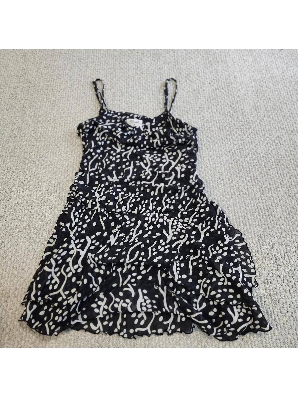 Diane Von Furstenberg Black and White Patterned Sleeveless Dress Size XL